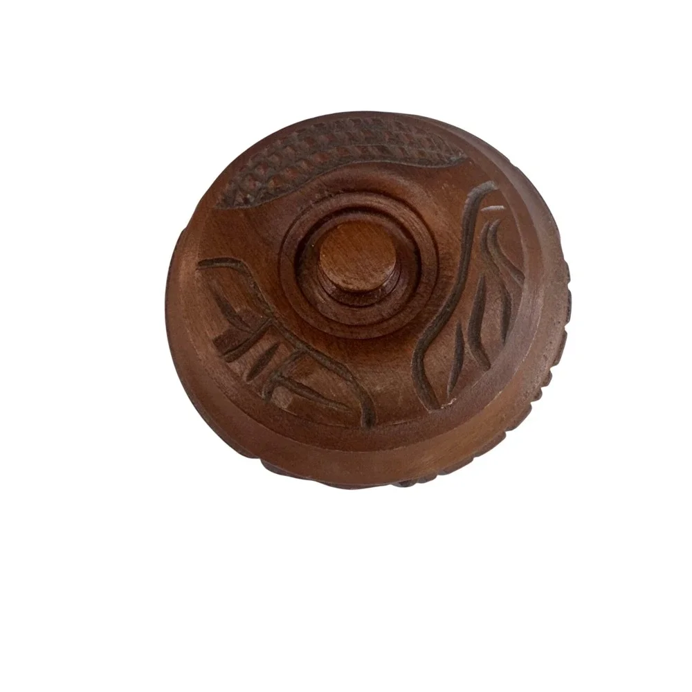 Vintage Hand Carved Wooden Trinket Box Lidded Keepsake Container Bonnie Engraved
